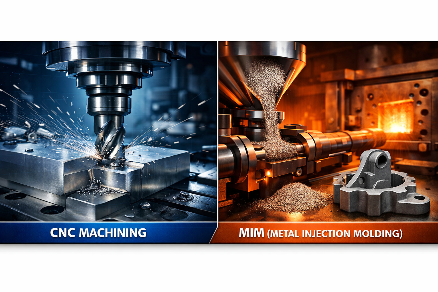 Comparison between CNC machining and MIM metal injection molding manufacturing processes